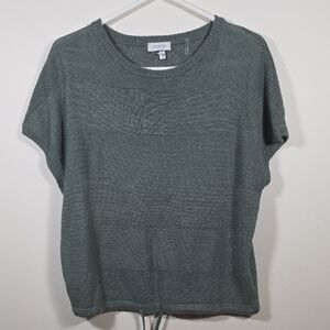 Kinross Sage Knit Linen Drawstring Crew